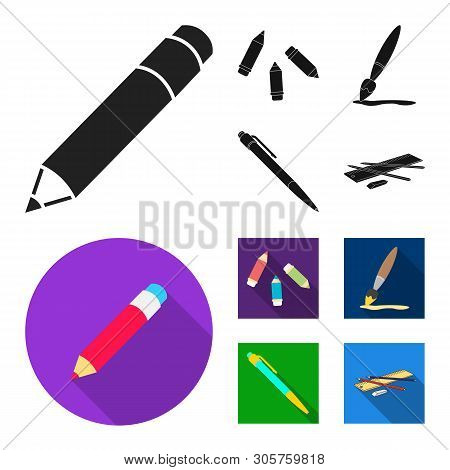 Vector Design Of Pencil And Sharpen Sign. Set Of Pencil And Color Stock Vector Illustration.