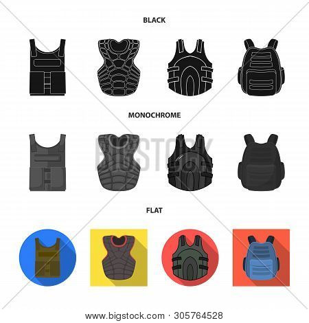 Vector Design Of Flak And Jacket Symbol. Collection Of Flak And Body Stock Vector Illustration.