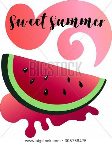 Watermelon slice. Sweet summer. Bright vector illustration.