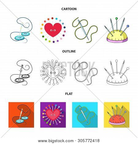 Vector Design Of Pin And Sewing Logo. Set Of Pin And Sketch Stock Vector Illustration.