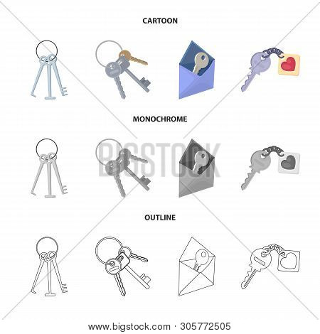 Vector Illustration Of Key  And Protection Logo. Set Of Key  And Security Stock Vector Illustration.