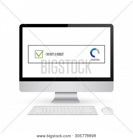 Creative Illustration Of Captcha - I Am On A Robot Isolated On Background. Art Design Security Login