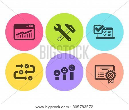 Online Survey, Survey Progress And Website Statistics Icons Simple Set. Customer Satisfaction, Spann