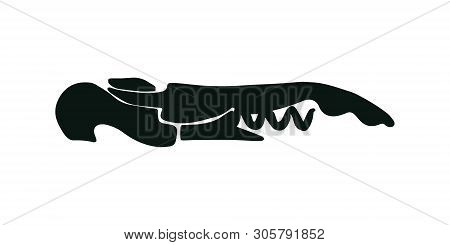 Black Corkscrew Illustration On White Background. Wine Cork Screw, Bottle Opener Equipment. Design E