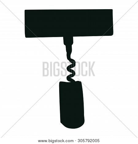 Hand Drawn Corkscrew Illustration On White Background. Wine Cork Screw, Bottle Opener Equipment. Des