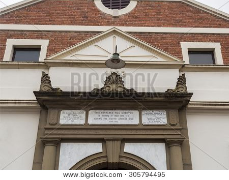 Tenterfield, Australia - April 12, 2019: Detail Of The Stone Facade In Memory Of Those Of Fell In Th