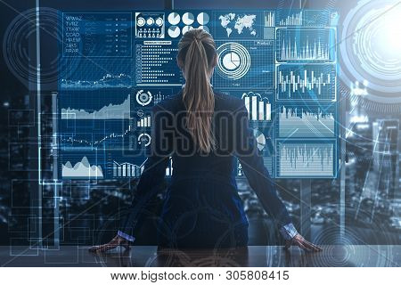 Big Data Technology For Business Finance Concept.