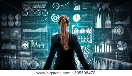 Big Data Technology For Business Finance Concept.