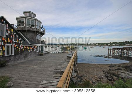 Bass Harbor, Maine 07-30-2008 The Wharf At Bass Harbor With Exterior Walls Decorated With Wooden Lob