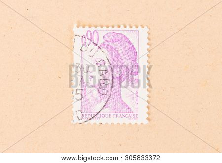 France - Circa 1980: A Stamp Printed In France Shows Portrait Of A Woman, Known As Liberty, After Eu