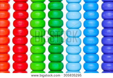 Colorful Toy Abacus To Learn Counting, Wooden Colorful Abacus Kids Toy Isolated On White