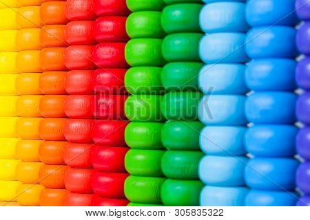 Colorful Toy Abacus To Learn Counting, Wooden Colorful Abacus Kids Toy Isolated On White