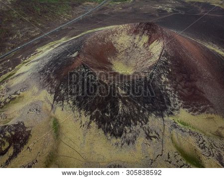 Panoramic View On Green Inland Of Iceland