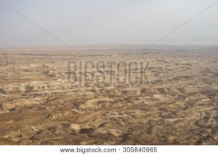 Sand Dunes Against The Sky. Beautiful Desert Landscape. Desert Close-up. Udean Desert Located On The