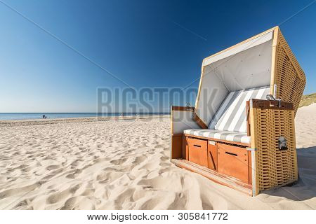 Beach Chair At The Ocean On The Island Of Sylt, Germany