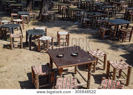 Tables And Chairs In The Park Karaalioglu For Gambling, Dominoes And Conversations.