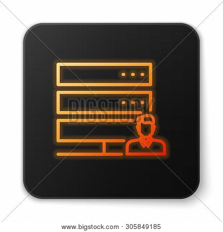 Orange Glowing Customer Care Server Icon Isolated On White Background. Tech Support Concept With Mal