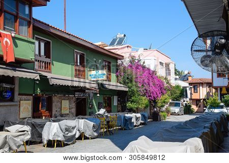 Antalya, Turkey - May 19, 2019: The Streets Of The Old Town Of Kaleici. Ancient District In The City