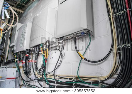 Metal Electricity Control Box With Sign On The Wall