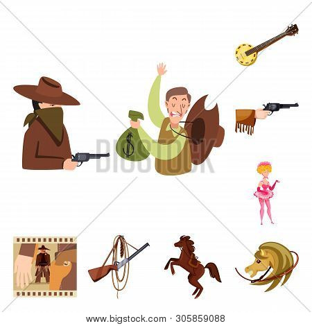 Vector Design Of Wild And West Icon. Set Of Wild And American Stock Vector Illustration.