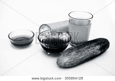 Bottle Gourd Face Pack Isolated On White I.e. Bottle Gourd Or Lauki Juice Well Mixed With Cucumber,