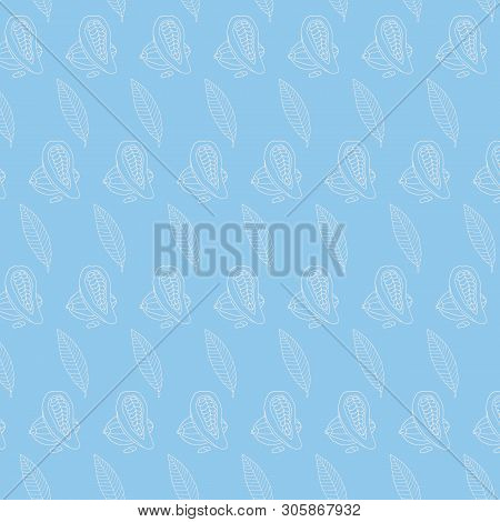 Cocoa Vector Seamless Pattern. Hand Drawn Cacao Natural Background.