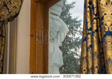 Moscow - October 27, 2018: The Architectural Decoration Of The Lepeshkiny Town Mansion Is Now The In