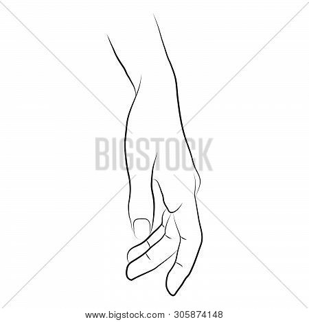 Vector Illustration Of Hand In Simple Outline Style