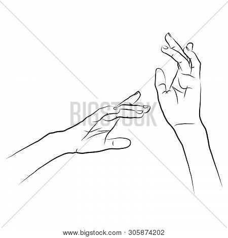 Vestor Illustration Of Hands In Simple Outline Style