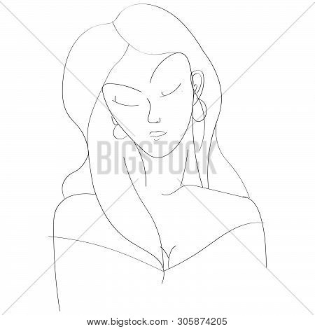 Vector Illustration Of A Girl With Closed Eyes