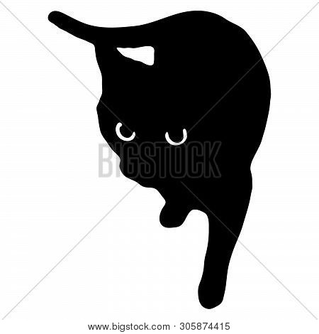 Vector Illustration. Silhouette Of A Black Cat