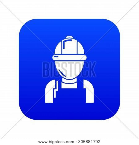 Man Mechanic Icon Blue Vector Isolated On White Background