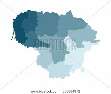 Vector Isolated Illustration Of Simplified Administrative Map Of Lithuania. Borders Of The Counties.