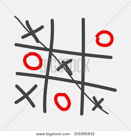 Vector Image Of A Hand-drawn Game Of Crosses And Tic-tac-toe.