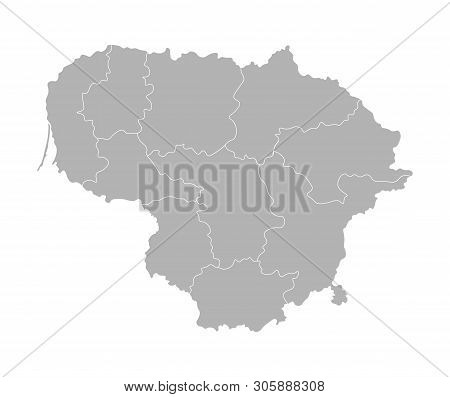 Vector Isolated Illustration Of Simplified Administrative Map Of Lithuania. Borders Of The Counties 