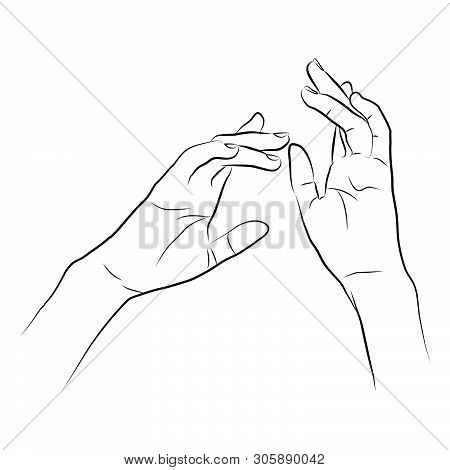 Vestor Illustration Of Hands In Simple Outline Style