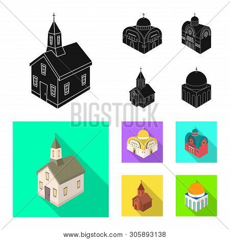 Isolated Object Of Temple And Historic Icon. Set Of Temple And Faith Vector Icon For Stock.
