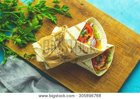Shawarma Sandwich Gyro Fresh Roll Of Lavash (pita Bread) Chicken Beef Shawarma Falafel Recipetin Eat