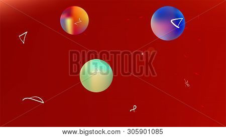 Net Space Fantasy. Plain Colorific Illustration.  Background Texture, Blur. Red Colored Background. 