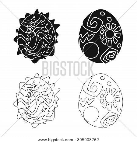 Vector Illustration Of Animal And Prehistoric Sign. Set Of Animal And Cute  Vector Icon For Stock.