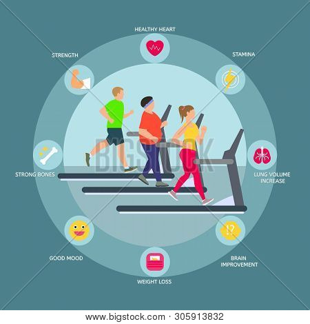 Treadmill Concept Background. Flat Illustration Of Treadmill Vector Concept Background For Web Desig