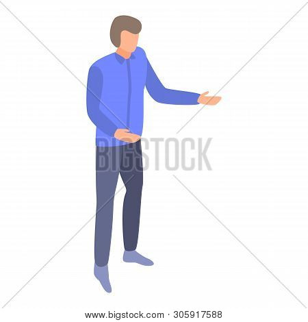 Man Explain Management Icon. Isometric Of Man Explain Management Vector Icon For Web Design Isolated