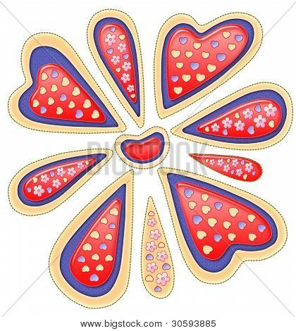 St. Valentins dag, illustration med blomstermotiver hjerte