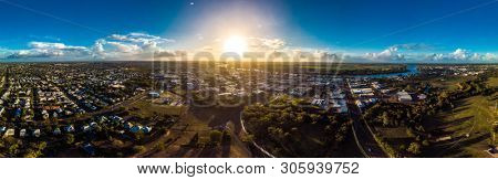 Aerial drone view of central area of Bundaberg, Queensland, Australia