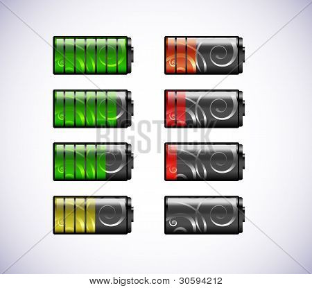 Icone vettoriali le batterie.