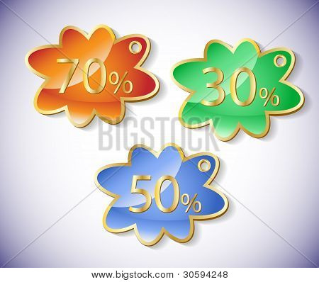 Vector set di etichette di sconto.