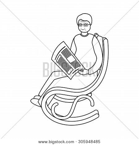 Vector Illustration Of Grandfather And Newspaper Symbol. Set Of Grandfather And Man Stock Vector Ill