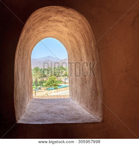 View from an embasure in Rustaq Fort in Oman