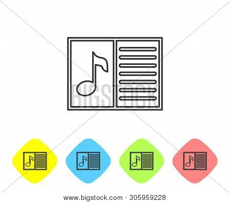 Grey Music Book With Note Line Icon Isolated On White Background. Music Sheet With Note Stave. Noteb