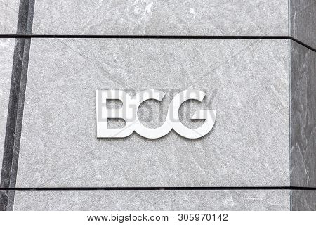 New York, Usa - 17 May, 2019: Logo Of The Bcg Company In Hudson Yards In New York Office. The Boston